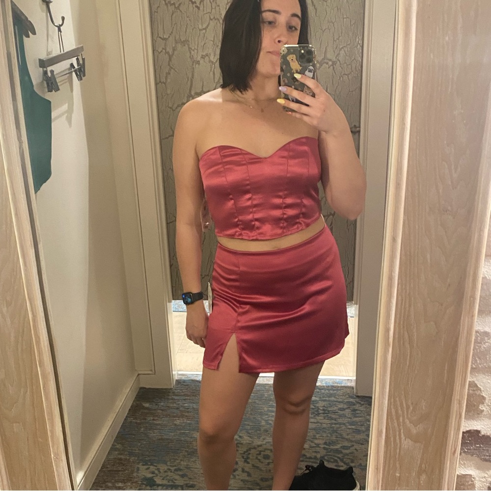 Satin skirt set